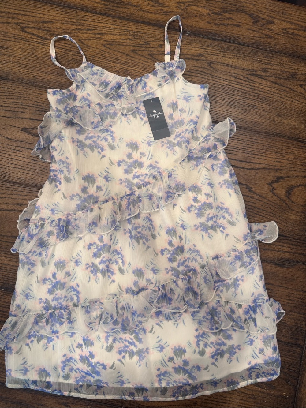 Abercrombie kids NWT Floral Ruffle Spaghetti Strap Dress - girls size 11/12